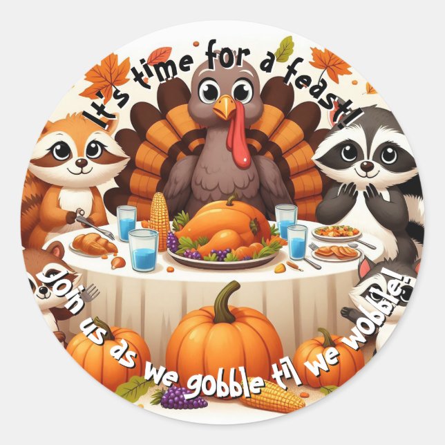 Sticker Rond Gobble jusqu'à ce que nous tourbillons (Devant)
