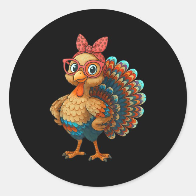 Sticker Rond Gobble Turkey Day Happy Thanksgiving For Toddlers  (Devant)