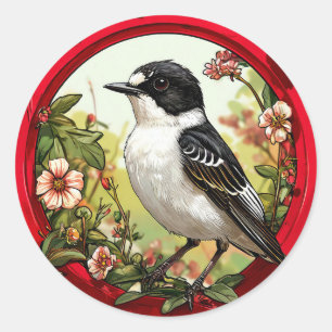 Sticker Rond 🌿Gobe-mouche à pieds Bird For Nature Amoureux de