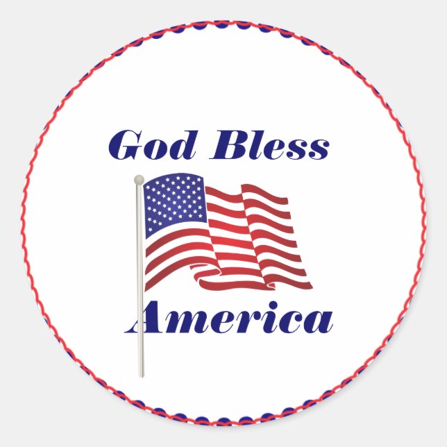 Sticker Rond God Bless America texte, drapeau américain (Devant)