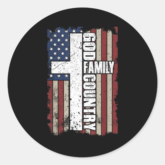 Sticker Rond God Family Country  (Devant)