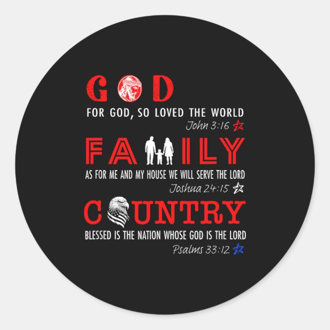Sticker Rond God Family Country  (Devant)