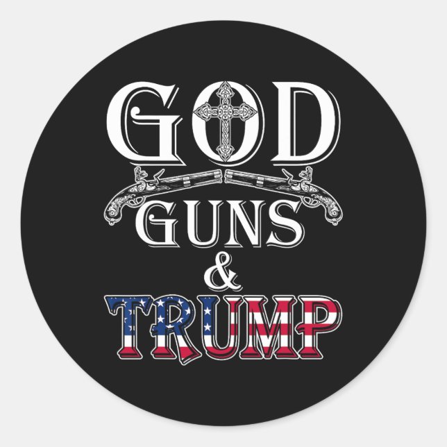 Sticker Rond God Guns And Trump 2e Amendement T Trump 45 (Devant)