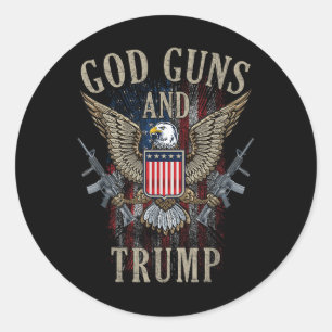 Sticker Rond God Guns Et Trump 2e Amendement Drapeau Ar15