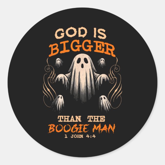 Sticker Rond God Is Bigger Soky Season Christian Funny Hallowee (Devant)