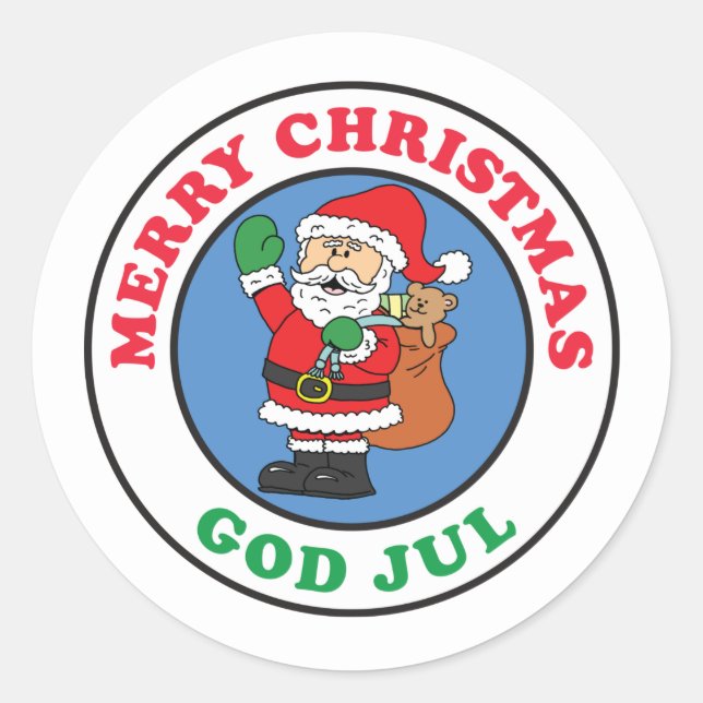 Sticker Rond God Jul Swedish Christmas Santa (Devant)