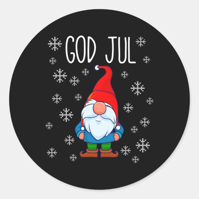 Sticker Rond God Jul Swedish Tomte Gnome Merry scandinave (Devant)