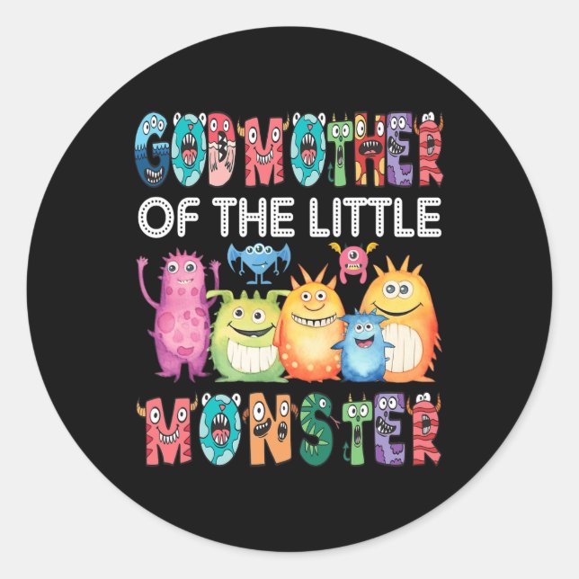 Sticker Rond Godmère Du Petit Monstre Enfants 1er anniversaire (Devant)