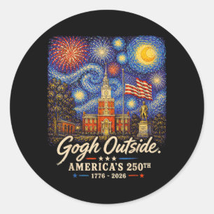 Sticker Rond Gogh extérieur 250e anniversaire 1776 2026 Peindre