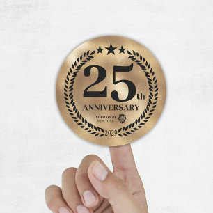 Sticker Rond Gold 25th Anniversary Business Logo Commemorative