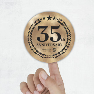 Sticker Rond Gold 35th Anniversary Logo d'entreprise Commémorat