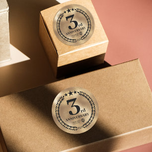 Sticker Rond Gold 3e anniversaire de l'entreprise logo commémor