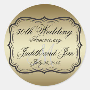 Sticker Rond Gold 50th Wedding Anniversary