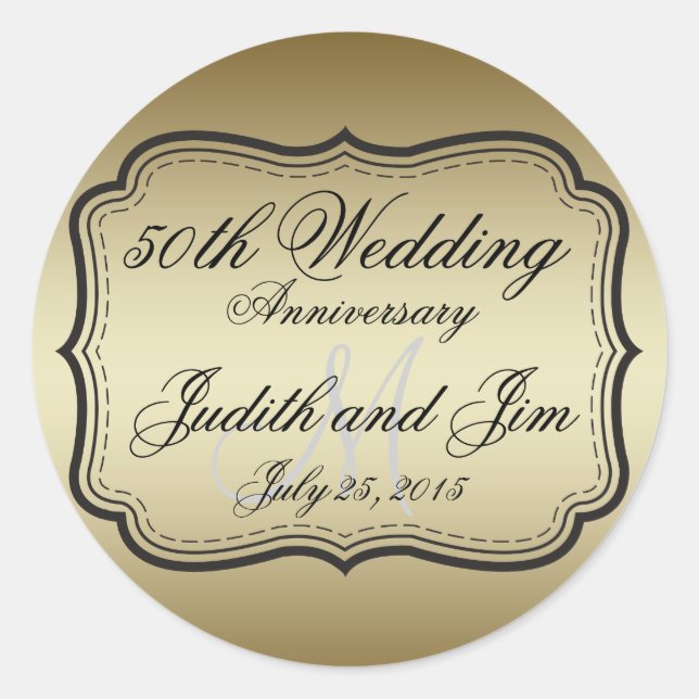 Sticker Rond Gold 50th Wedding Anniversary (Devant)