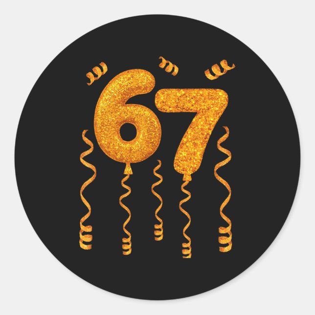 Sticker Rond Gold 67 Party Balloons Funny 67 Meme Christmas 67  (Devant)