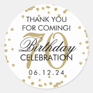 Sticker Rond Gold 70e anniversaire Merci Parties scintillant Co