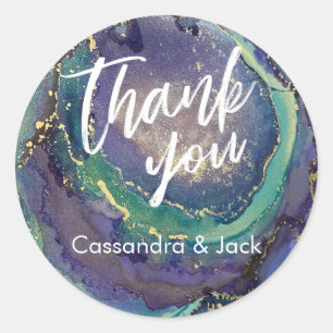 Sticker Rond Gold Accentué Liquide Abstrait Main Décontractée