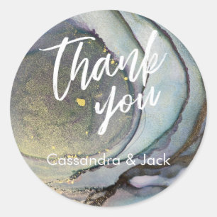 Sticker Rond Gold Accentué Liquide Abstrait Main Décontractée