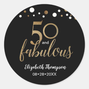 Sticker Rond Gold Black 50 et fabuleuse fête d'anniversaire