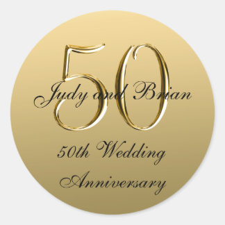 Sticker Rond Gold Black Metallic 50e anniversaire de Mariage