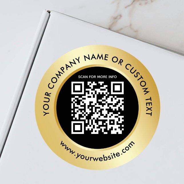Sticker Rond Gold Black QR Code Entreprise Emballage Livraison (Créateur téléchargé)