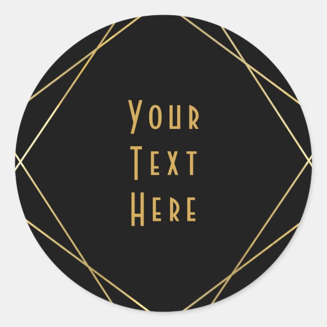Sticker Rond Gold & Black Simple Élégant Design Glam Deco Party (Devant)