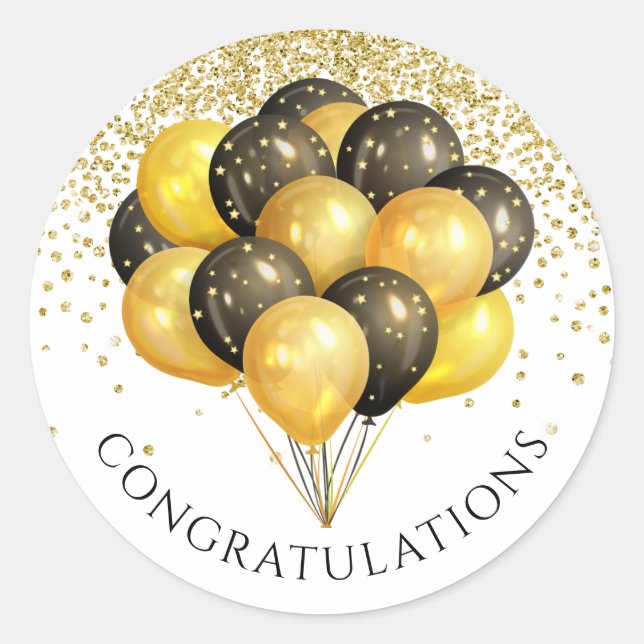 Sticker Rond Gold Black White Retraite Party (Devant)