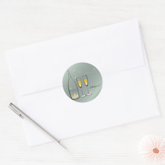 Sticker Rond Gold Bubbly Champagne Cheers Soirée de mariage élé