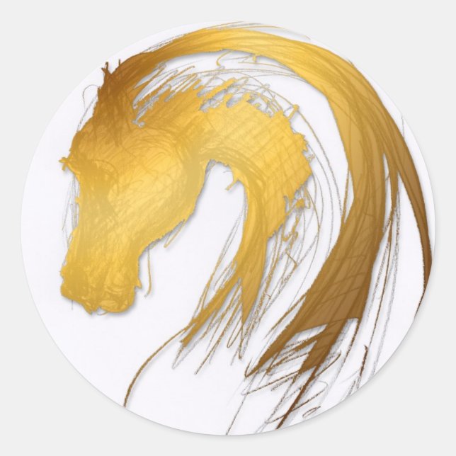 Sticker Rond Gold Chinese Horse Année Zodiac Anniversaire CRS (Devant)