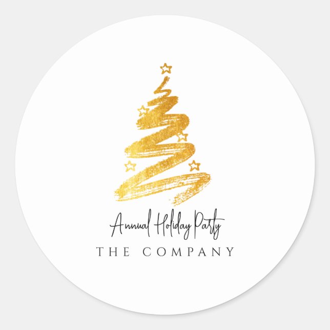 Sticker Rond Gold Christmas Tree Fête (Devant)