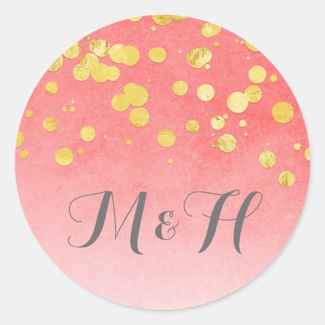 Sticker Rond Gold Confetti Blush Mariage rose (Devant)