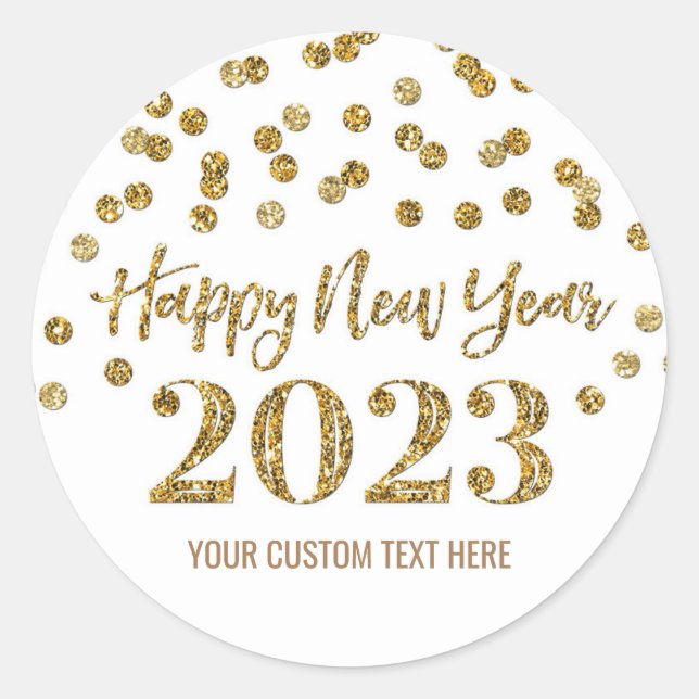 Sticker Rond Gold Confetti Bonne année 2023 (Devant)