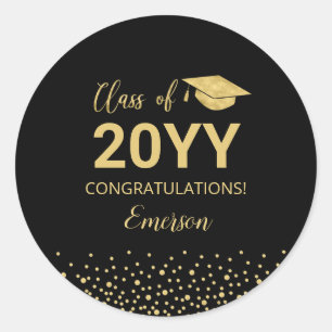 Sticker Rond Gold Confetti Classe de Graduation Party Favoriser