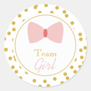Sticker Rond Gold Confetti Genre Révéler Bow Team Girl