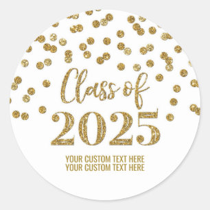 Sticker Rond Gold Confetti Graduation 2025