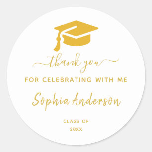 Sticker Rond Gold confetti Graduation Merci Classic Round S