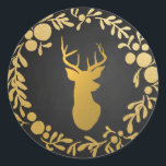 Sticker Rond Gold Deer / Antler Chalkboard Wreath<br><div class="desc">Gold Deer / Antler Chalkboard Wreath</div>