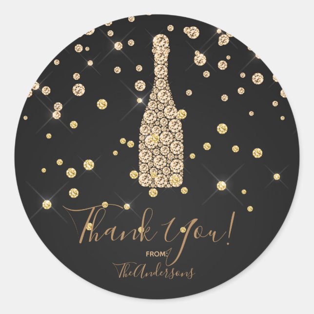 Sticker Rond Gold Diamonds Champagne Toast Celebration Favorise (Devant)