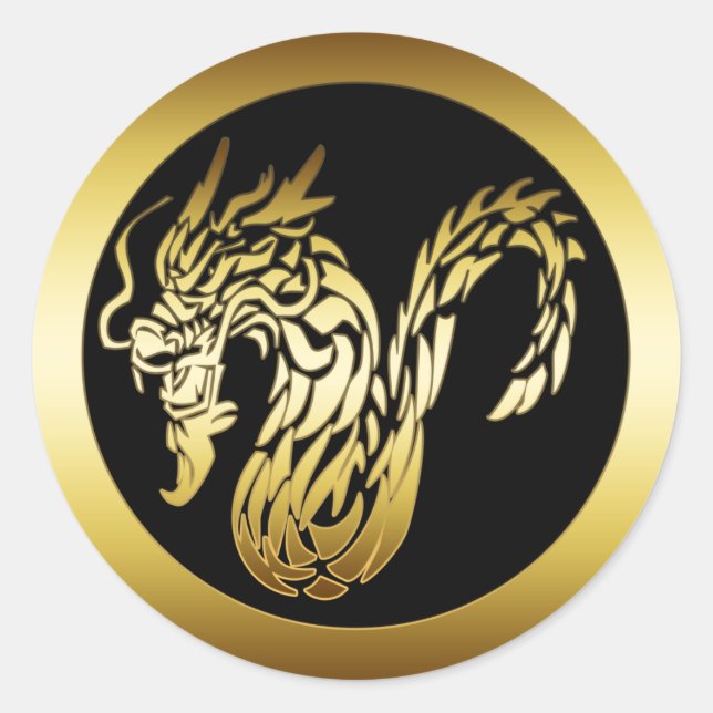 STICKER ROND GOLD DRAGON (Devant)