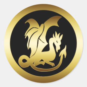 STICKER ROND GOLD DRAGON
