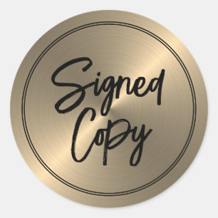 Sticker Rond Gold Effect, signature du livre "Signed Copy" de l