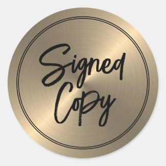 Sticker Rond Gold Effect, signature du livre "Signed Copy" de l