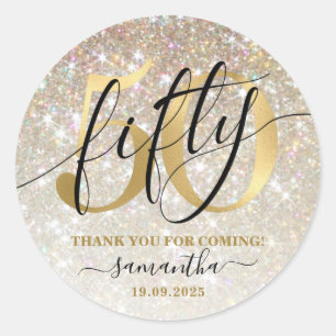 Sticker Rond Gold Faux Parties scintillant & Foil 50e anniversa