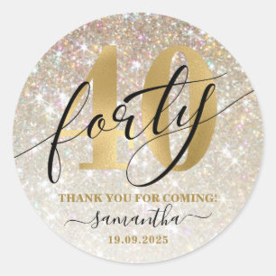 Sticker Rond Gold Faux Parties scintillant & Foil fête du 40e a