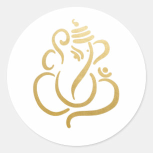Sticker Rond Gold Festive Ganesh   Dieu indien