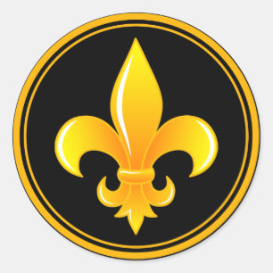 Sticker Rond Gold Fleur De Lis avec jante extérieure