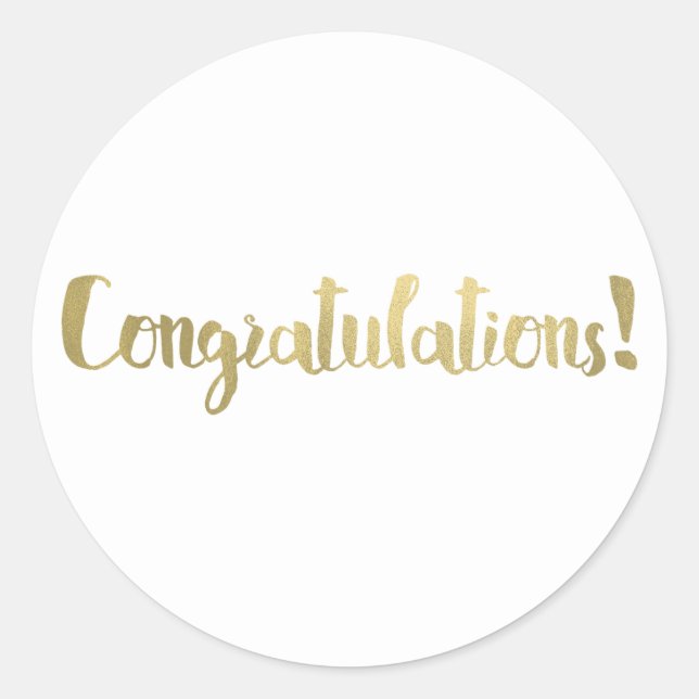 Sticker Rond Gold Foil Félicitations Merci de script moderne (Devant)