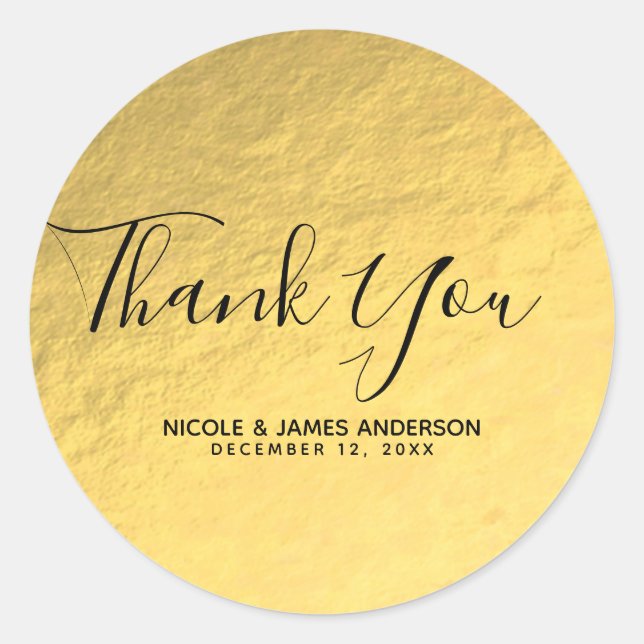 Sticker Rond Gold Foil Shine Moderne élégant mariage Favor (Devant)