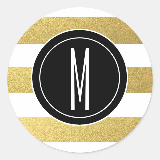STICKER ROND GOLD FOIL STRIPES | MONOGRAM NOIR (Devant)