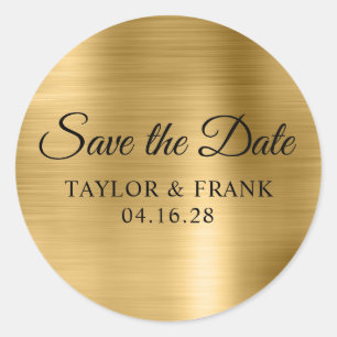 Sticker Rond Gold Foil Wedding Enregistrer la date